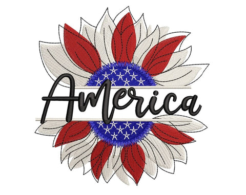 Sunflower and American flag. Embroidery/Applique DESIGNS ArtEMByNatalia 