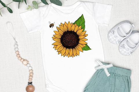 Sunflower and Bee Clipart Bundle Sublimation dapiyupi store 