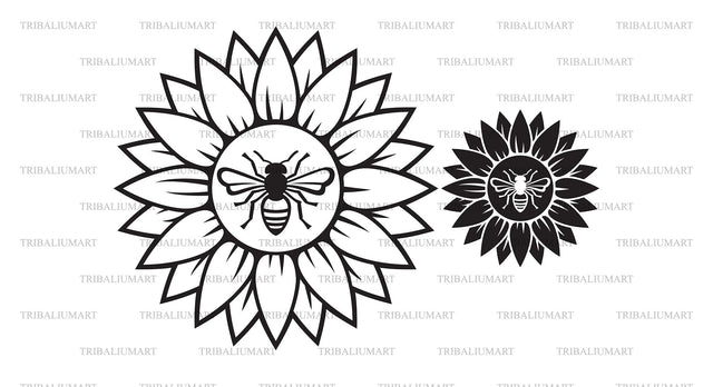 Sunflower and bee SVG TribaliumArtSF 