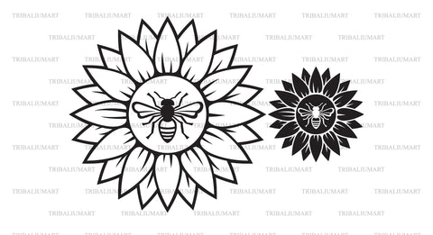 Sunflower and bee SVG TribaliumArtSF 