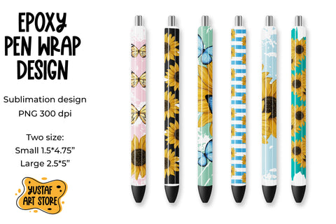 Sunflower and butterfly epoxy pen wrap sublimation design Sublimation Yustaf Art Store 