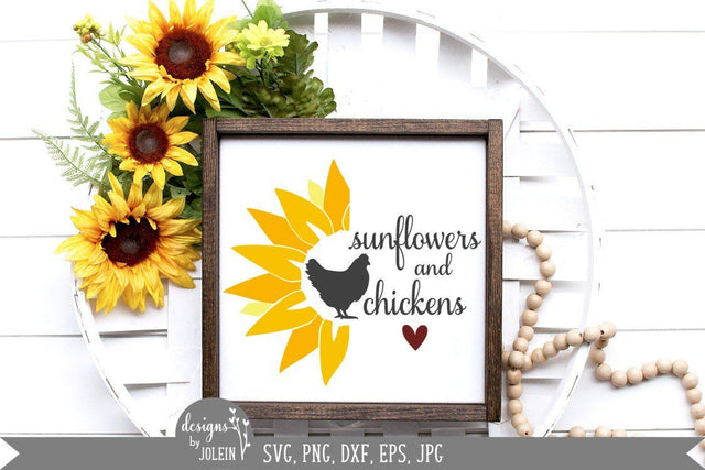 Sunflower and Chickens - Sunflowers - Chickens SVG Designs by Jolein 