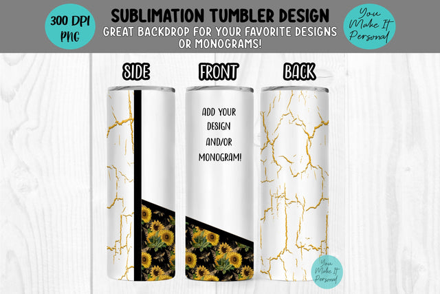 Sunflower and Crackle Design for Sublimation Tumblers Sublimation You Make It Personal 