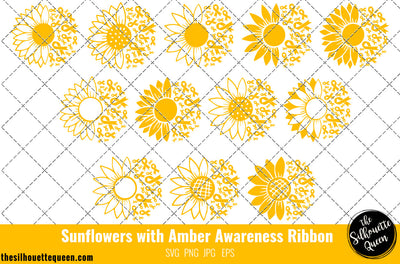 Sunflower Appendix Cancer Amber Ribbon SVG,Appendix Cancer Awareness Svg, Cricut files, Svg cut file to use Cricut SVG Loveleen Kaur 