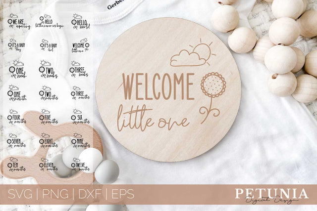 Sunflower Baby Monthly Milestones SVG | Baby Milestones SVG SVG Petunia Digital Design 