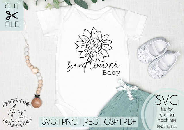 Sunflower Baby SVG, PNG, JPEG, PDF SVG Aniq Uniques Designs 