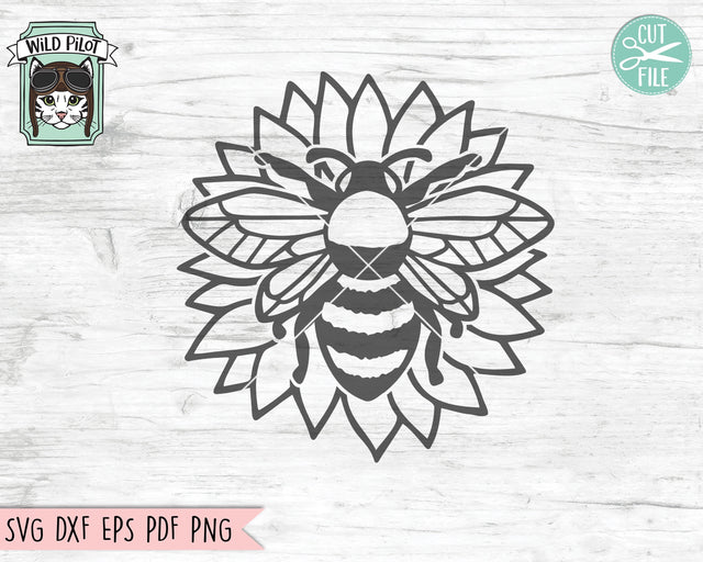 Sunflower Bee SVG Cut File, Flower Bee SVG Cut File, Floral Bee SVG Cut File, Save the Bees svg, Bee Kind svg, Bee Happy svg, Bee, Honey Bee svg SVG Wild Pilot 