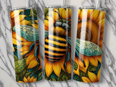 Sunflower Bee tumbler wrap Sublimation Luvleigh Digitals 