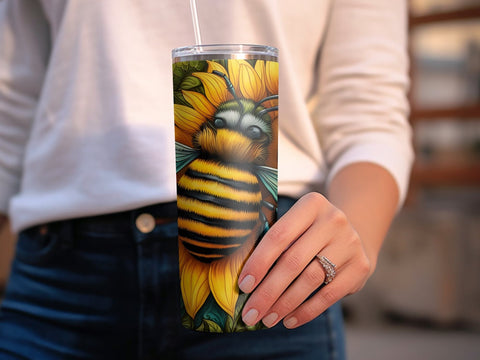 Sunflower Bee tumbler wrap Sublimation Luvleigh Digitals 