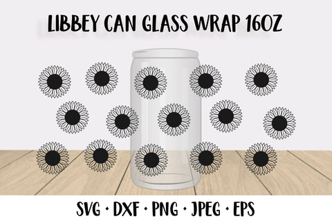 Sunflower beer can glass wrap SVG. Floral glass can SVG LaBelezoka 