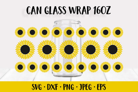 Sunflower beer can glass wrap SVG. Floral glass can SVG LaBelezoka 