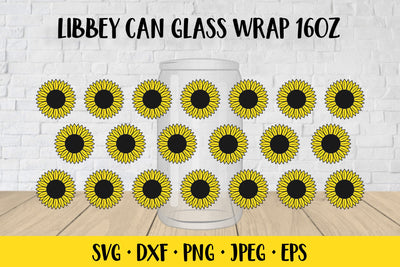 Sunflower beer can glass wrap template SVG. Soda glass can SVG LaBelezoka 