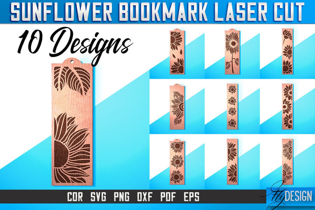 Sunflower Bookmark Laser Cut SVG | Bookmark Laser Cut SVG Design | CNC Files SVG Fly Design 