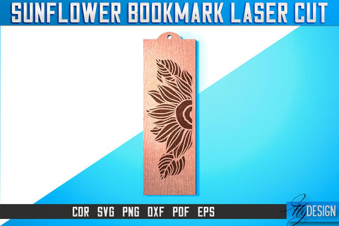 Sunflower Bookmark Laser Cut SVG | Bookmark Laser Cut SVG Design | CNC Files SVG Fly Design 