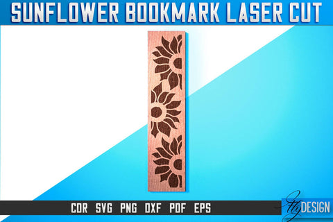Sunflower Bookmark Laser Cut SVG | Bookmark Laser Cut SVG Design | CNC Files SVG Fly Design 
