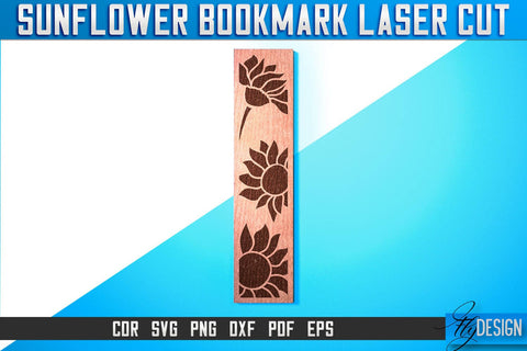 Sunflower Bookmark Laser Cut SVG | Bookmark Laser Cut SVG Design | CNC Files SVG Fly Design 