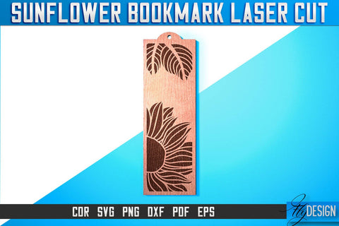Sunflower Bookmark Laser Cut SVG | Bookmark Laser Cut SVG Design | CNC Files SVG Fly Design 