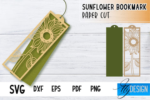 Sunflower Bookmark SVG | Summer Bookmark SVG | Book Lover SVG Fly Design 