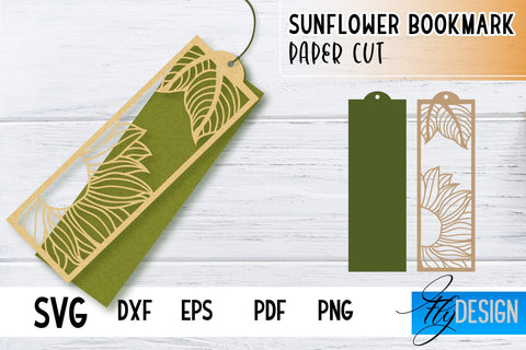 Sunflower Bookmark SVG | Summer Bookmark SVG | Book Lover SVG Fly Design 