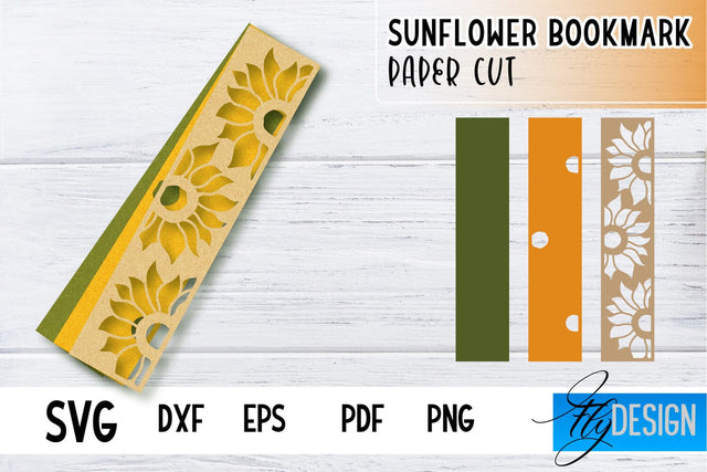 Sunflower Bookmark SVG | Summer Bookmark SVG | Book Lover SVG Fly Design 