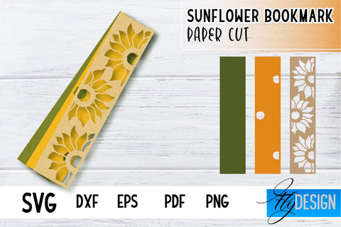 Sunflower Bookmark SVG | Summer Bookmark SVG | Book Lover SVG Fly Design 