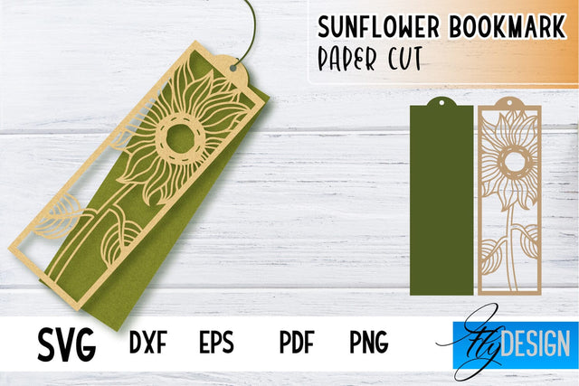 Sunflower Bookmark SVG | Summer Bookmark SVG | Book Lover SVG Fly Design 