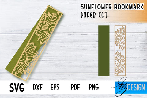 Sunflower Bookmark SVG | Summer Bookmark SVG | Book Lover SVG Fly Design 