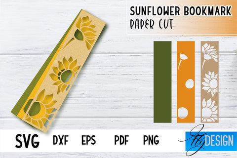Sunflower Bookmark SVG | Summer Bookmark SVG | Book Lover SVG Fly Design 