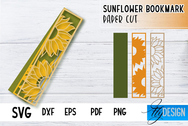 Sunflower Bookmark SVG | Summer Bookmark SVG | Book Lover SVG Fly Design 