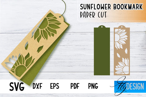 Sunflower Bookmark SVG | Summer Bookmark SVG | Book Lover SVG Fly Design 