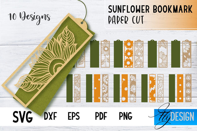 Sunflower Bookmark SVG | Summer Bookmark SVG | Book Lover SVG Fly Design 