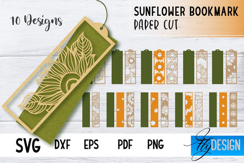 Sunflower Bookmark SVG | Summer Bookmark SVG | Book Lover SVG Fly Design 