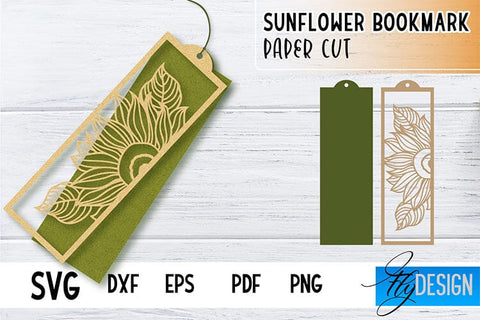 Sunflower Bookmark SVG | Summer Bookmark SVG | Book Lover SVG Fly Design 