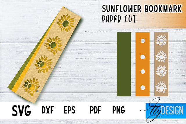 Sunflower Bookmark SVG | Summer Bookmark SVG | Book Lover SVG Fly Design 