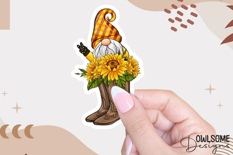 Sunflower Boots Gnome Sublimation PNG Sublimation Owlsome.Designs 
