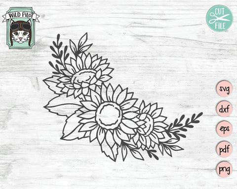 Sunflower Border SVG Cut File SVG Wild Pilot 