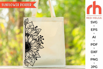 Sunflower Border SVG - Flower Wreath Cut File SVG RedHelgaArt 