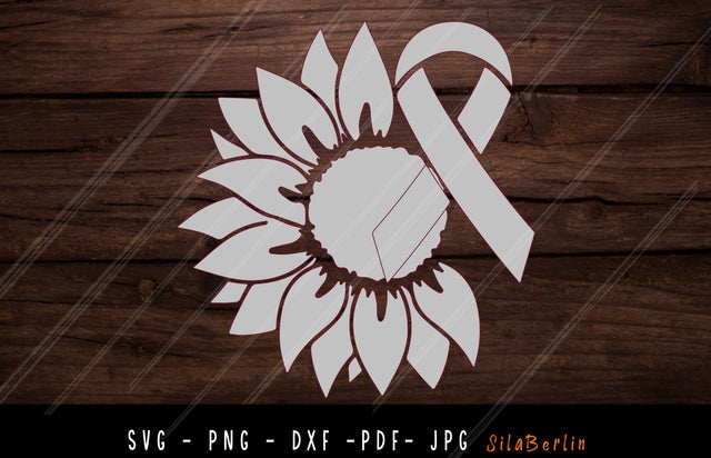 Sunflower Brain Cancer SVG, Brain Cancer svg, Brain Cancer Awareness Svg, Grey Ribbon Svg, Brain Cancer png, Svg cut file to use for Cricut SVG SilaBerlin 
