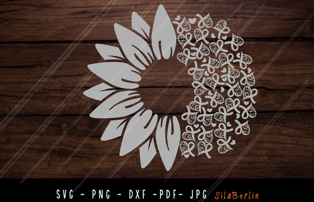 Sunflower Brain Cancer SVG, Brain Cancer svg, Brain Cancer Awareness Svg, Grey Ribbon Svg, Brain Cancer png, Svg cut file to use for Cricut SVG SilaBerlin 