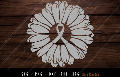 Sunflower Brain Cancer SVG, Brain Cancer svg, Brain Cancer Awareness Svg, Grey Ribbon Svg, Brain Cancer png, Svg cut file to use for Cricut SVG SilaBerlin 