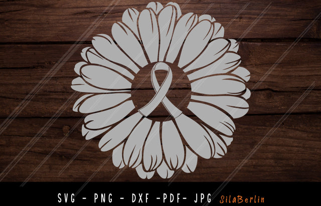 Sunflower Brain Cancer SVG, Brain Cancer svg, Brain Cancer Awareness Svg, Grey Ribbon Svg, Brain Cancer png, Svg cut file to use for Cricut SVG SilaBerlin 