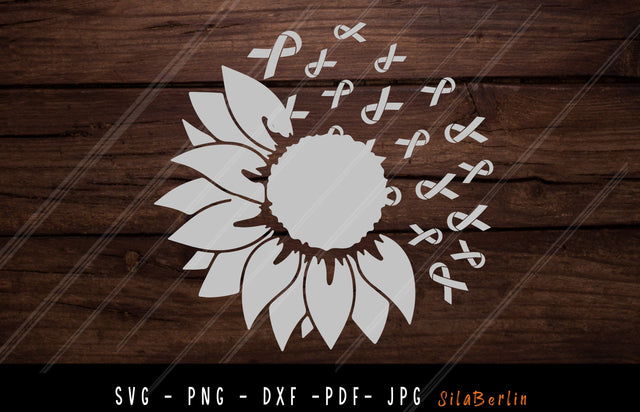 Sunflower Brain Cancer SVG, Brain Cancer svg, Brain Cancer Awareness Svg, Grey Ribbon Svg, Brain Cancer png, Svg cut file to use for Cricut SVG SilaBerlin 