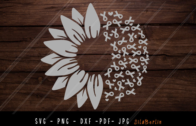 Sunflower Brain Cancer SVG, Brain Cancer svg, Brain Cancer Awareness Svg, Grey Ribbon Svg, Brain Cancer png, Svg cut file to use for Cricut SVG SilaBerlin 
