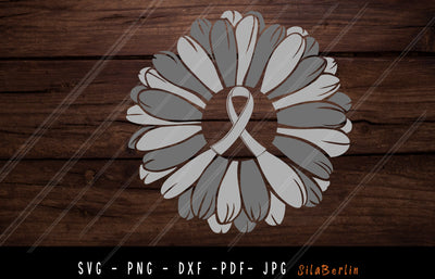 Sunflower Brain Tumor SVG, Brain Cancer svg, Brain tumor Awareness Svg, Grey Ribbon Svg, Brain Tumor png, Svg cut file to use for Cricut SVG SilaBerlin 