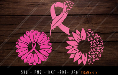 Sunflower Breast Cancer Bundle SVG, Feather Breast Cancer svg, Breast Cancer Awareness Svg, Pink Ribbon Svg, Svg cut file to use for Cricut SVG SilaBerlin 