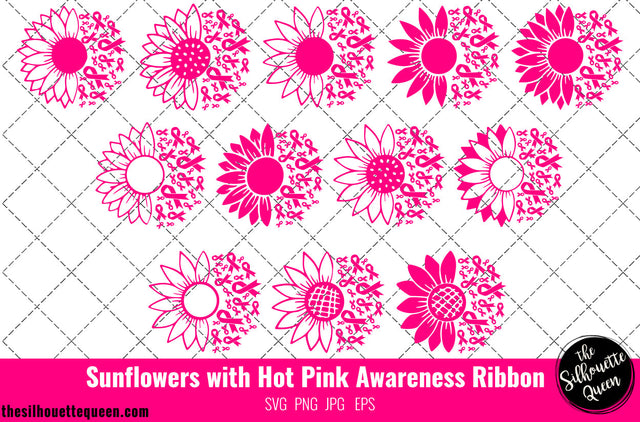Sunflower Breast Cancer Hot Pink Ribbon SVG,Breast Cancer Awareness Svg, Cricut files, Svg cut file to use Cricut SVG Loveleen Kaur 