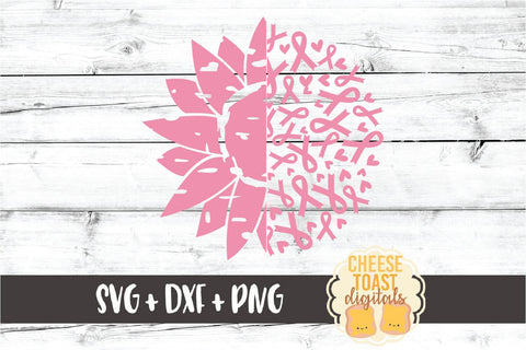 Sunflower Breast Cancer Ribbon Mandala - SVG PNG DXF Cut Files SVG Cheese Toast Digitals 