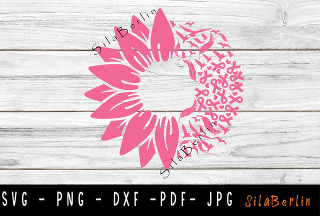Sunflower Breast Cancer SVG, Feather Breast Cancer, Breast Cancer Awareness Svg, Pink Ribbon Svg, Breast Cancer png, Svg cut file to use SVG SilaBerlin 