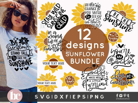 Sunflower Bundle | Sunflower Cut Files SVG TheBlackCatPrints 