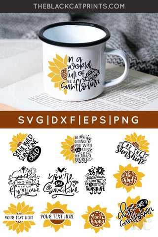Sunflower Bundle | Sunflower Cut Files SVG TheBlackCatPrints 